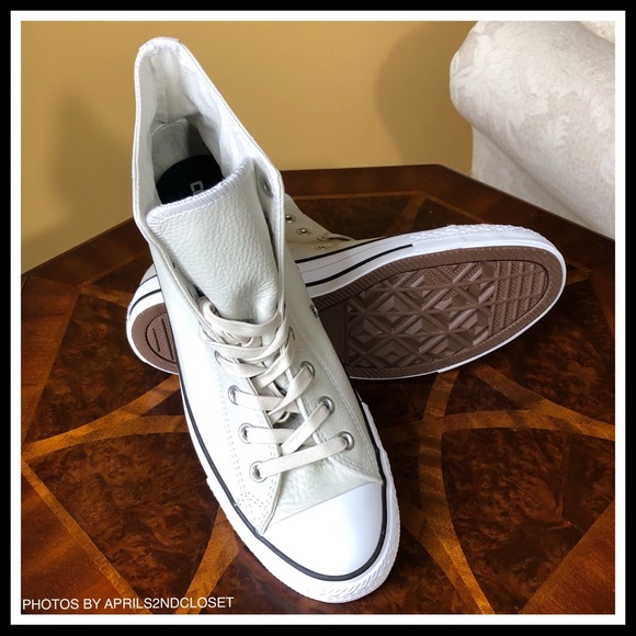 CONVERSE LEATHER CHUCK TAYLOR HIGH TOPS SNEAKERS - Picture 2 of 8